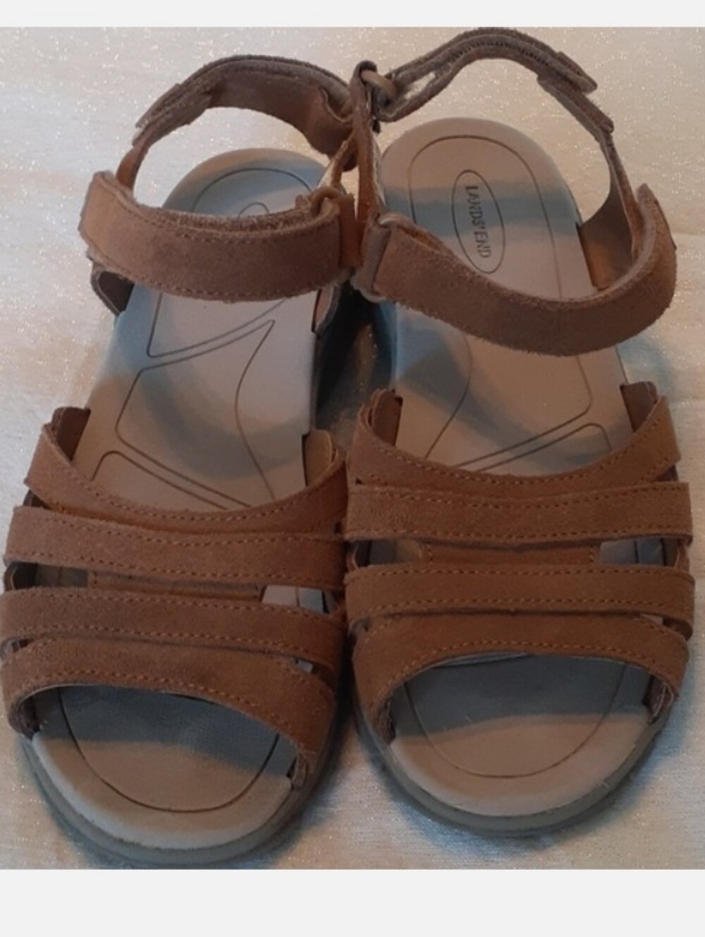 Lands' End Womens tan Everyday all-weather walking sandals. Size 8.5B